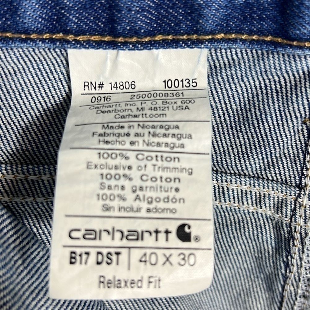 NWT Carhartt Relaxed Fit Tapered Leg Dark Blue Jeans Mens Size 40x30 - Picture 7 of 9